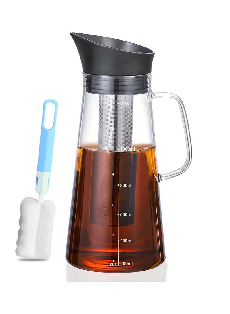 Cold Brew Coffee Maker, 1400ml Iced coffee maker Machine, with Removable 304 Stainless Steel Fine Mesh Infuser, Cold Brew Coffee Iced Hot Tea Maker - Image 1